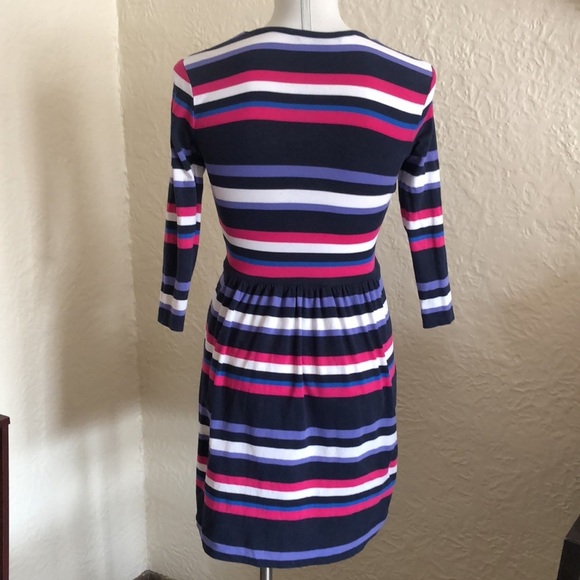 French Connection Pink Purple Blue Stripe Long Sleeve Dress 2 - Picture 3 of 6